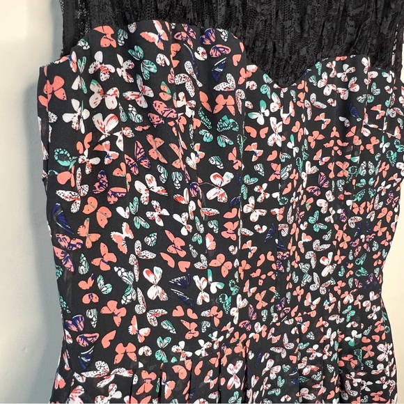 Betsey Johnson FY02W85  Womens Black Multi Lace Neckline Floral Lined Dress 4 - Picture 11 of 13